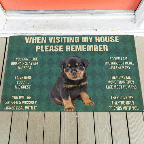 Rottweiler Puppy's Rules Doormat