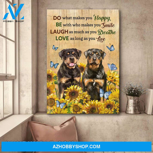 Rottweiler - Sunflower Field - Love as long as you live - Portrait Canvas Prints, Wall Art