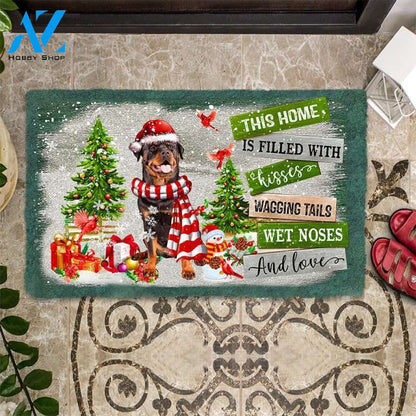 Rottweiler This Home Is Filled With Kisses Christmas Dog Doormat