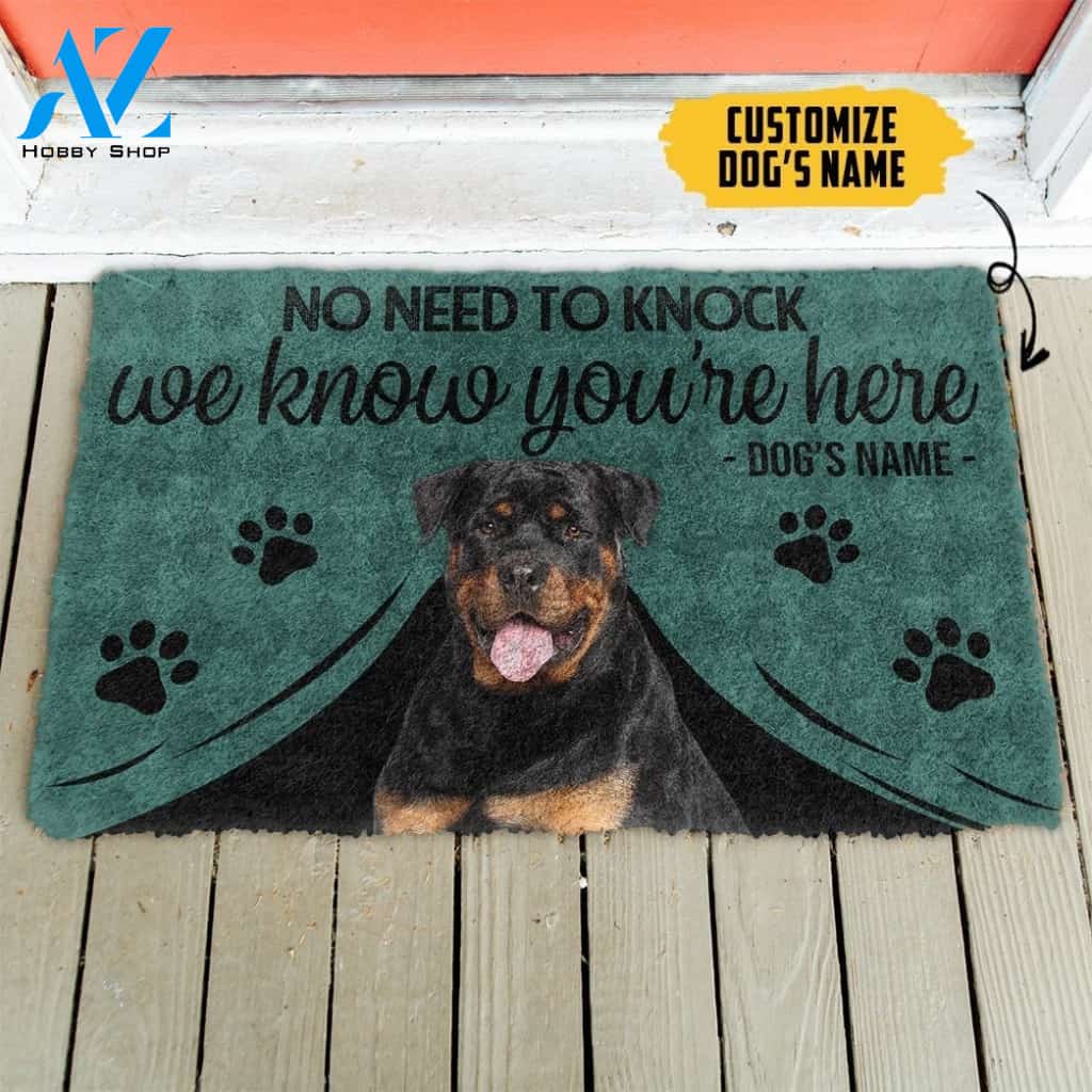 Gearhumans Gearhuman 3D Rottweiler We Know Youre Here Custom Name Doormat