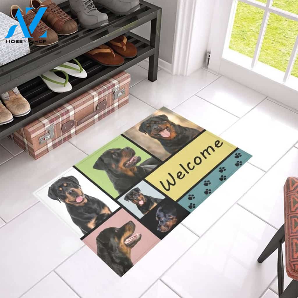Rottweiler Welcome Printed Doormat Home Decor