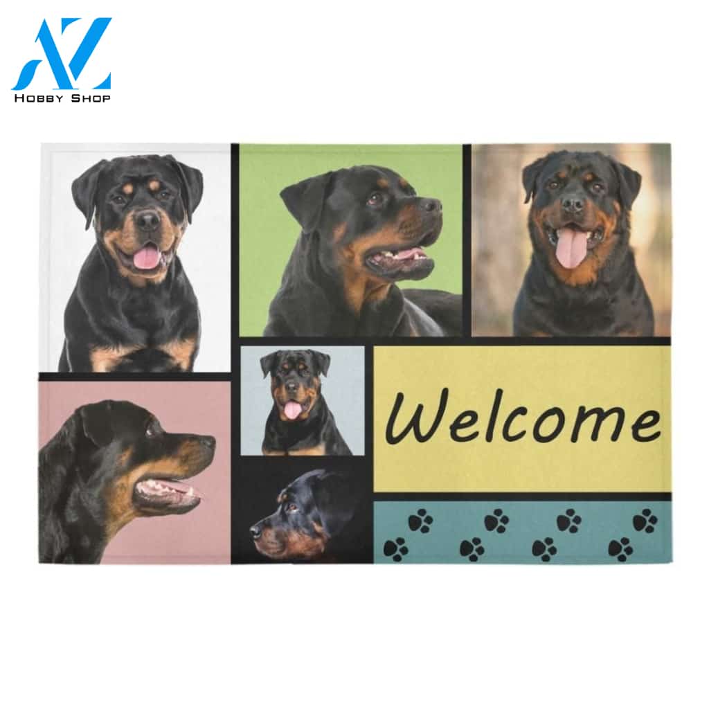 Rottweiler Welcome Printed Doormat Home Decor