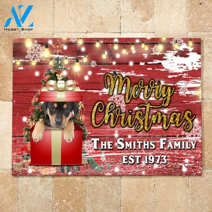 Rottweiler with Merry Christmas M4 Custom Doormat All Over Printed (6228)