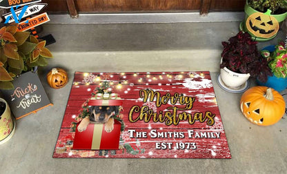 Rottweiler with Merry Christmas M4 Custom Doormat All Over Printed (6228)
