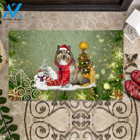 Rough Collie Merry Christmas Doormat