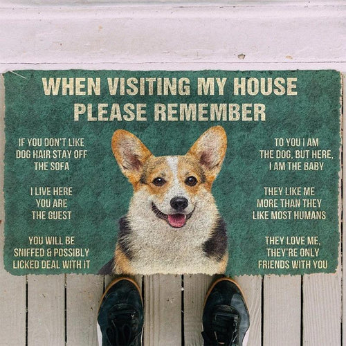 Corgi House Rules Doormat | Colorful | Size 8x27'' 24x36''