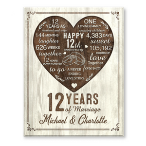 12th Year Anniversary Gift, 12th Wedding Anniversary Gift For Husband, 12 Year Anniversary Gift For Wife