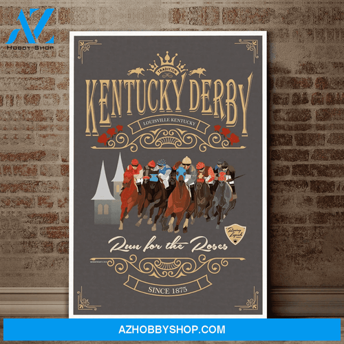 Run For The Rose Kentucky Derby Horse Racing Canvas Wall Art, Wall Decor Visual Art