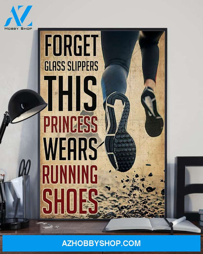 Runner This Princess Wears Running Shoes Vertical Canvas Decor, Wall Decor Visual Art