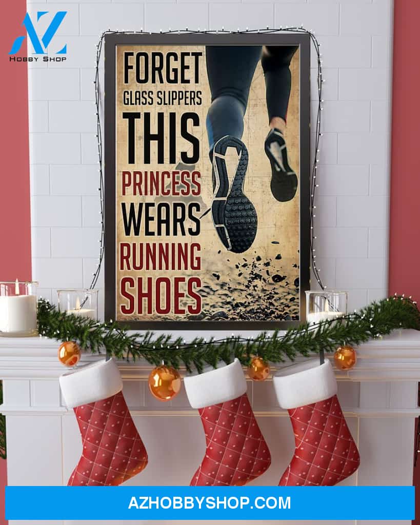 Runner This Princess Wears Running Shoes Vertical Canvas Decor, Wall Decor Visual Art
