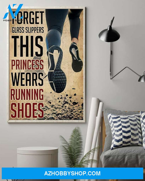 Runner This Princess Wears Running Shoes Vertical Canvas Decor, Wall Decor Visual Art