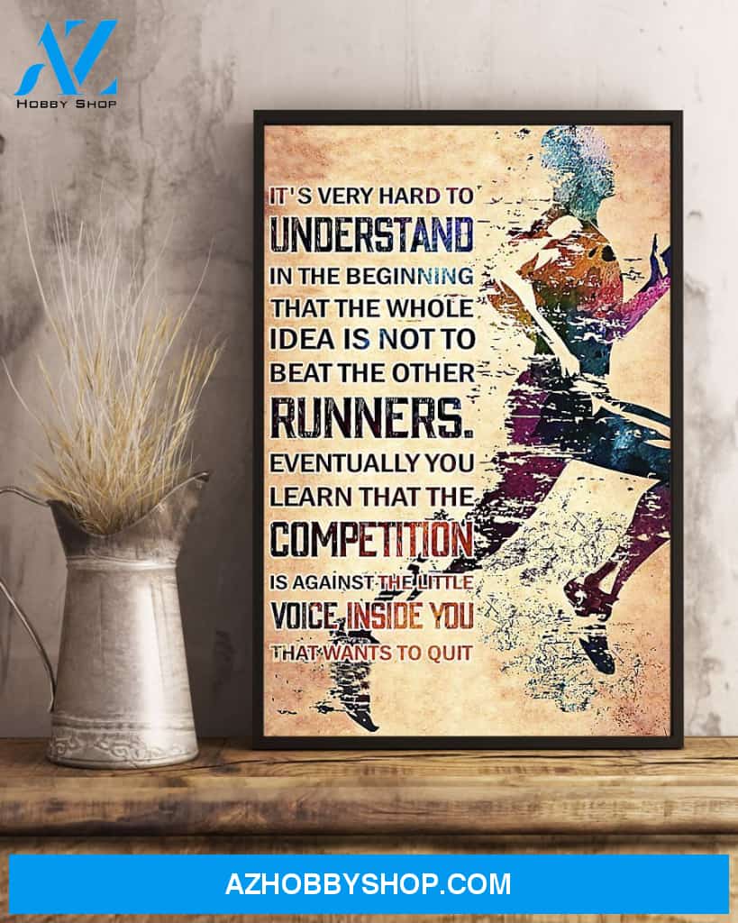 Runners Running Competition Vertical Canvas Wall Art, Wall Decor Visual Art