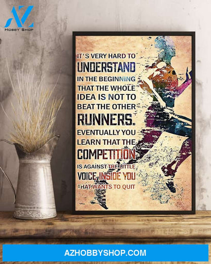 Runners Running Competition Vertical Canvas Wall Art, Wall Decor Visual Art