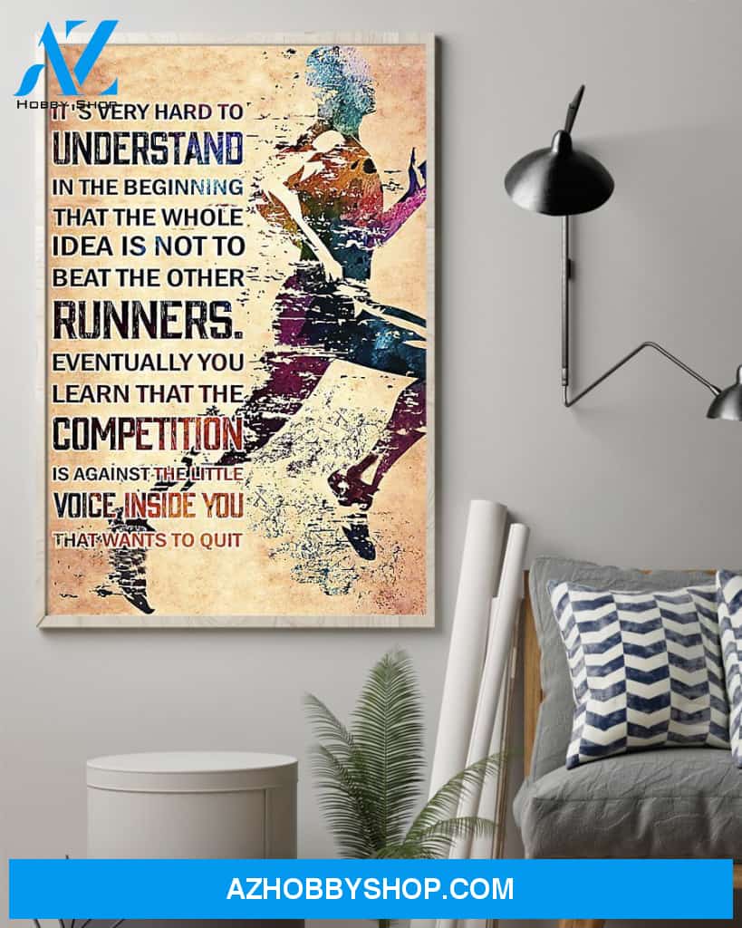 Runners Running Competition Vertical Canvas Wall Art, Wall Decor Visual Art