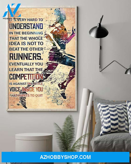 Runners Running Competition Vertical Canvas Wall Art, Wall Decor Visual Art