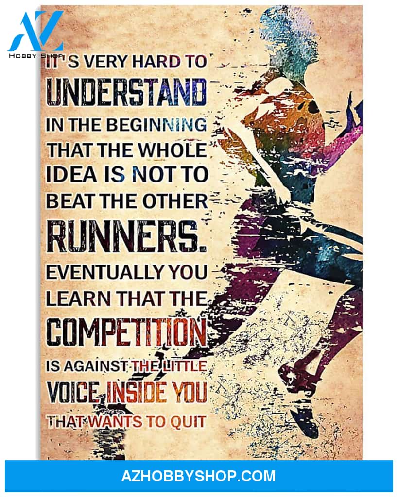 Runners Running Competition Vertical Canvas Wall Art, Wall Decor Visual Art