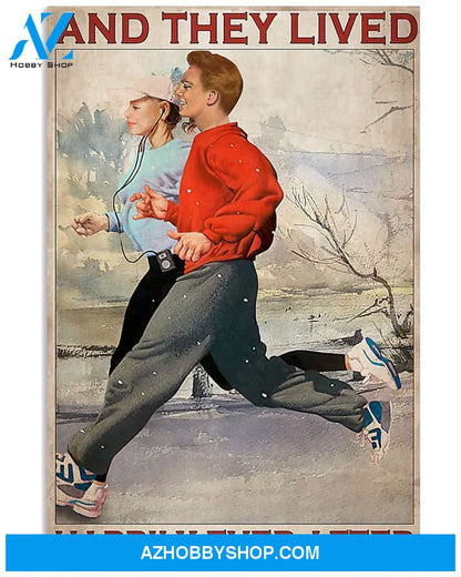 Running And They Lived Happily Ever After Vertical Canvas Wall Art, Wall Decor Visual Art