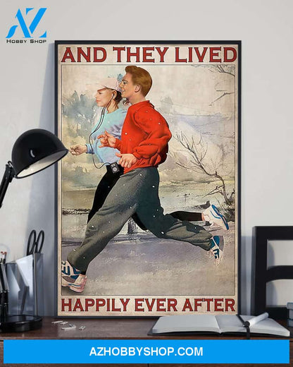 Running And They Lived Happily Ever After Vertical Canvas Wall Art, Wall Decor Visual Art
