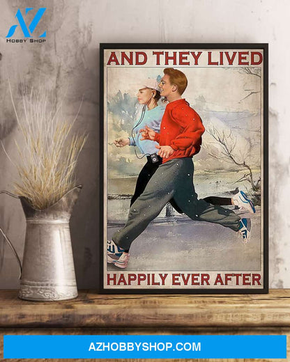Running And They Lived Happily Ever After Vertical Canvas Wall Art, Wall Decor Visual Art