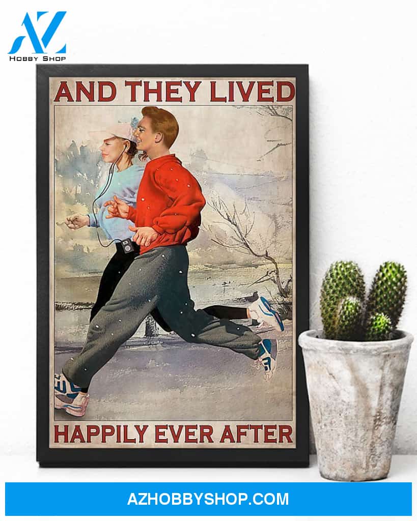 Running And They Lived Happily Ever After Vertical Canvas Wall Art, Wall Decor Visual Art