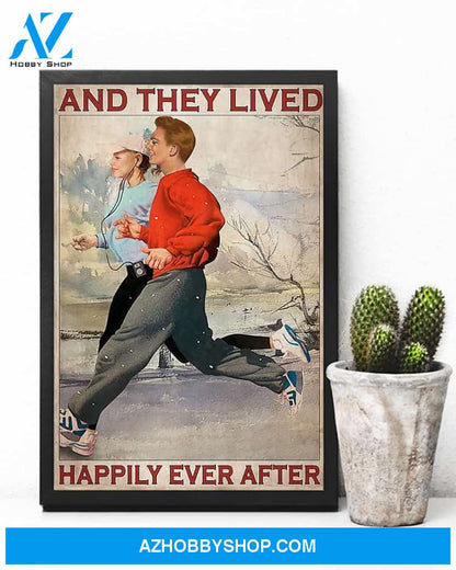 Running And They Lived Happily Ever After Vertical Canvas Wall Art, Wall Decor Visual Art