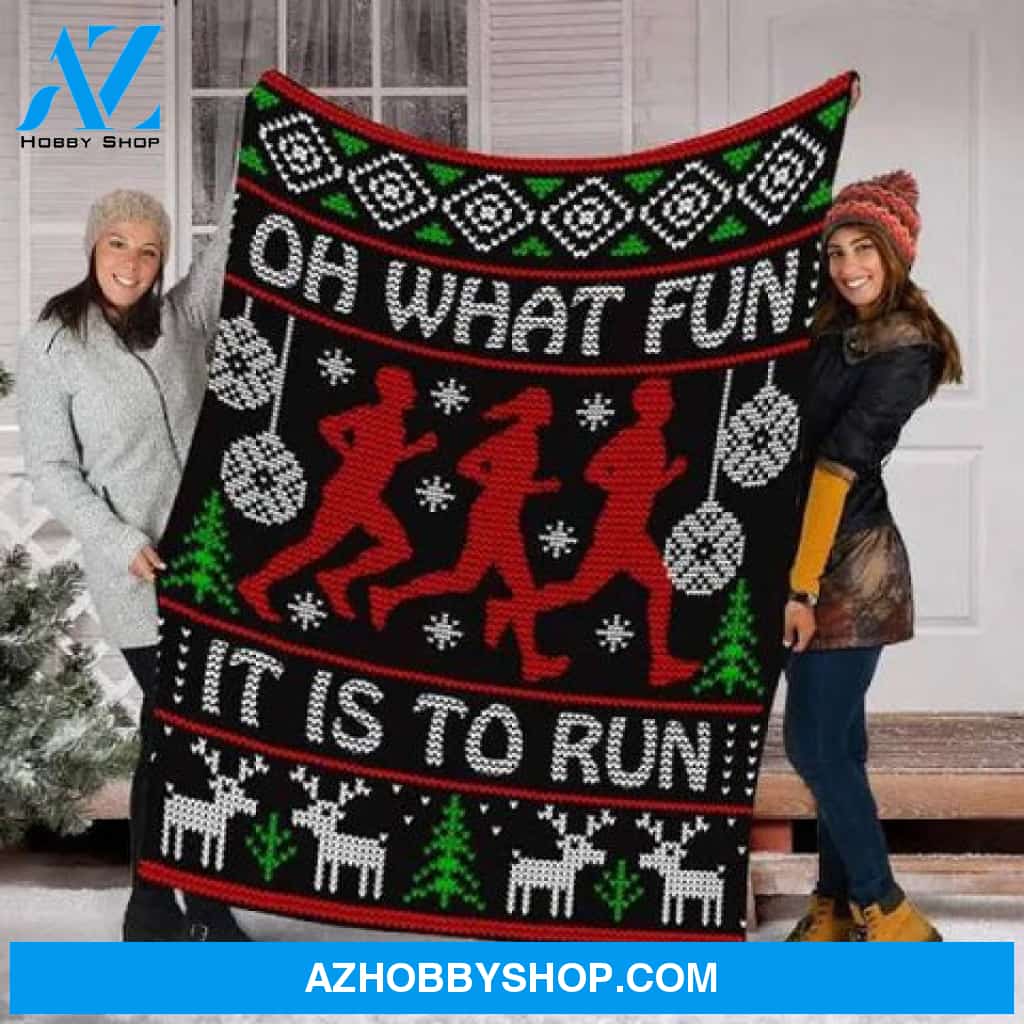 Running Christmas Oh What Fun It Is To Run Fleece Blanket Gift For People 