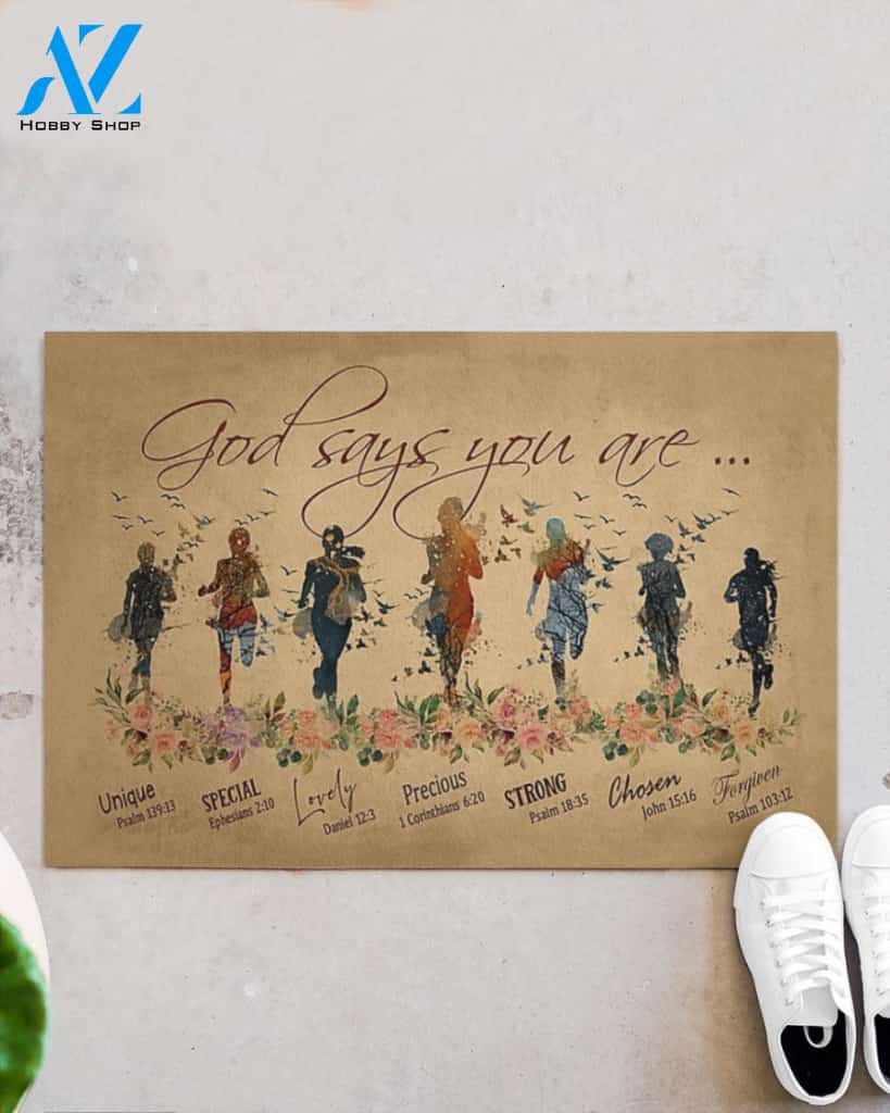 Running God Says You Are Indoor And Outdoor Doormat Warm House Gift Welcome Mat Birthday Gift For Running Lovers