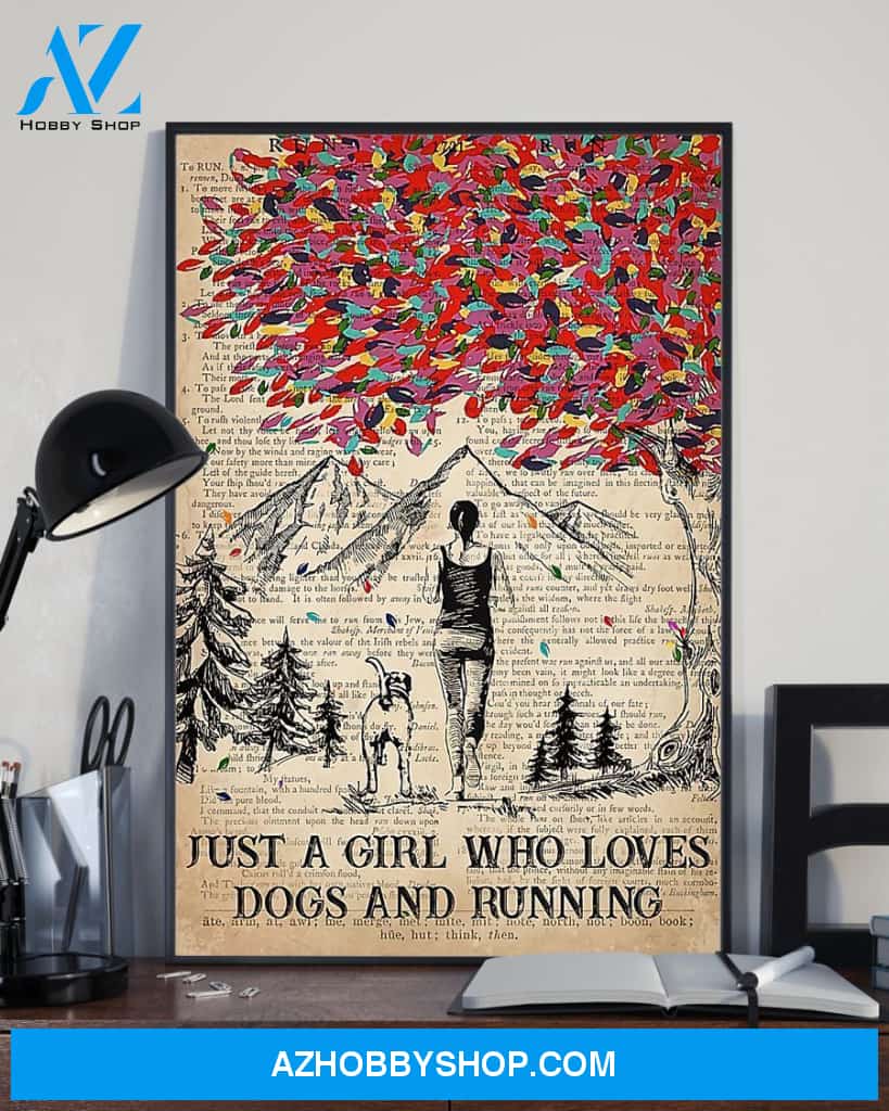 Running Just A Girl Who Loves Running And Dogs Vertical Canvas Gift, Wall Decor Visual Art