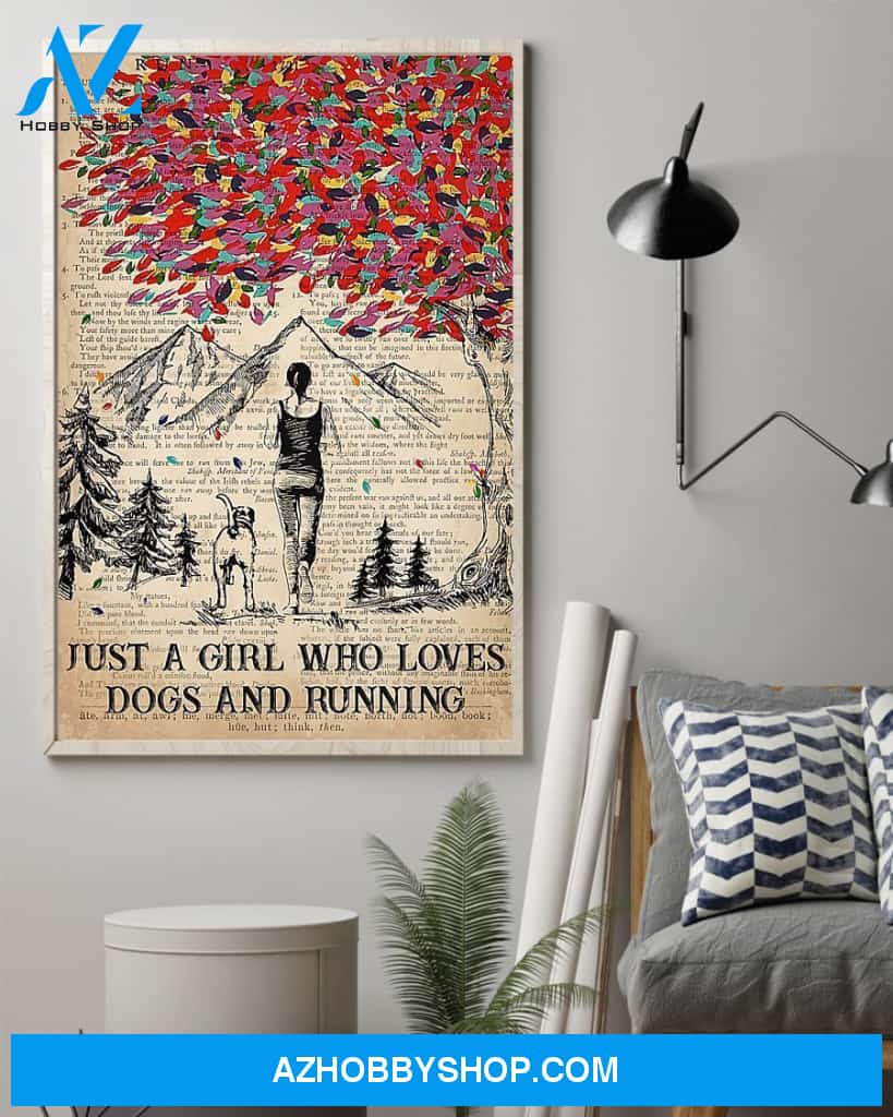 Running Just A Girl Who Loves Running And Dogs Vertical Canvas Gift, Wall Decor Visual Art