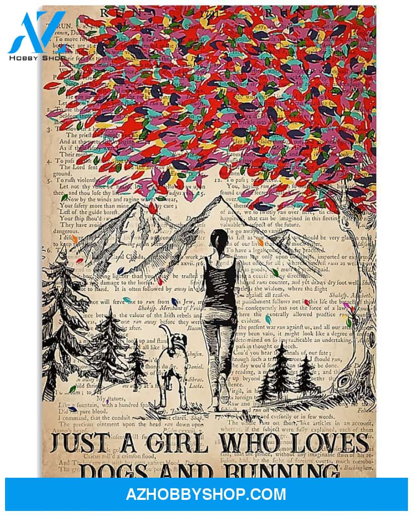 Running Just A Girl Who Loves Running And Dogs Vertical Canvas Gift, Wall Decor Visual Art