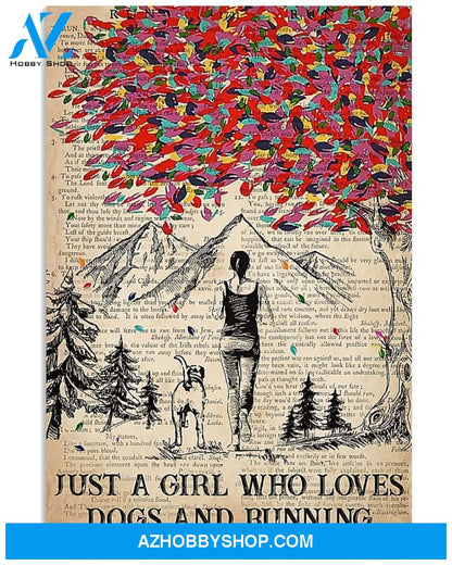 Running Just A Girl Who Loves Running And Dogs Vertical Canvas Gift, Wall Decor Visual Art