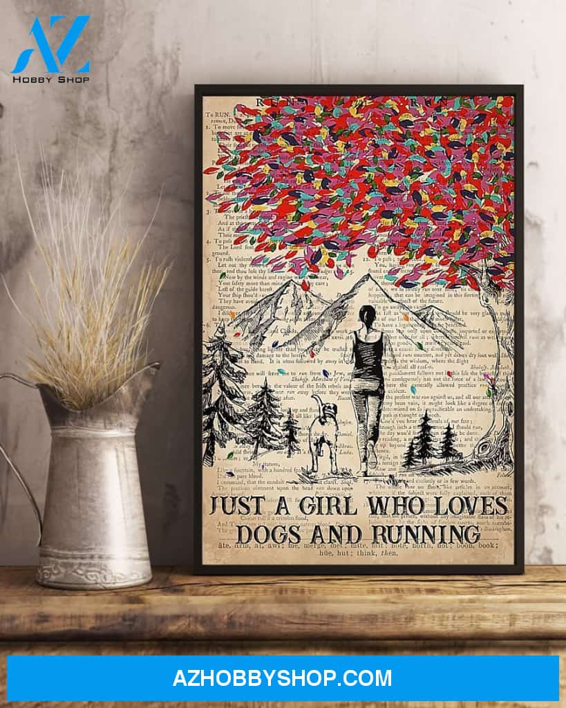 Running Just A Girl Who Loves Running And Dogs Vertical Canvas Gift, Wall Decor Visual Art