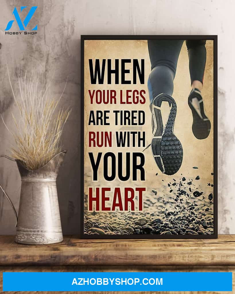 Running Let's Run With Your Heart Vertical Canvas Gift, Wall Decor Visual Art