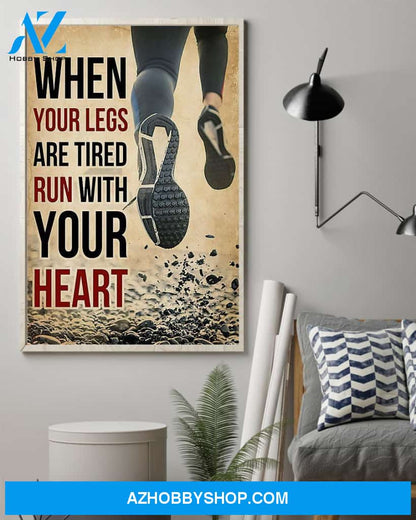 Running Let's Run With Your Heart Vertical Canvas Gift, Wall Decor Visual Art