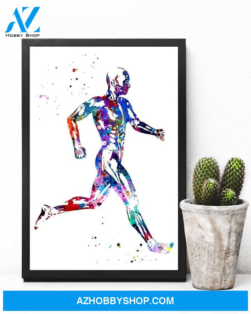 Running Man Vertical Canvas Wall Art, Wall Decor Visual Art