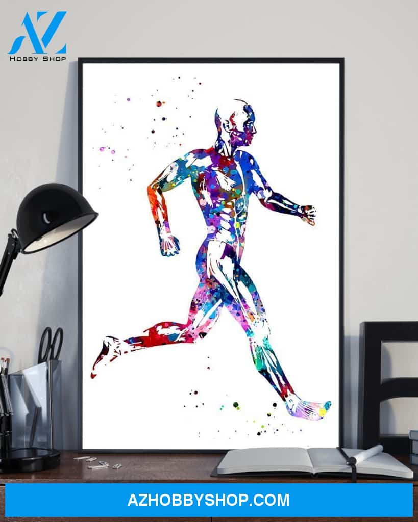 Running Man Vertical Canvas Wall Art, Wall Decor Visual Art