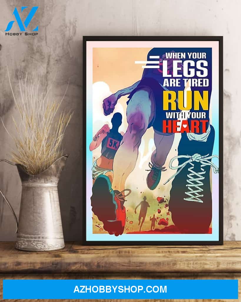 Running Run With Your Heart Vertical Canvas Painting, Wall Decor Visual Art