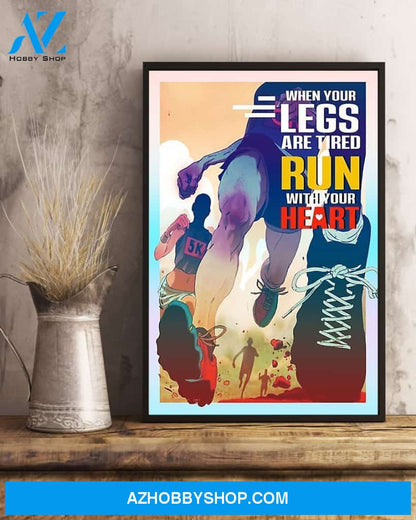 Running Run With Your Heart Vertical Canvas Painting, Wall Decor Visual Art