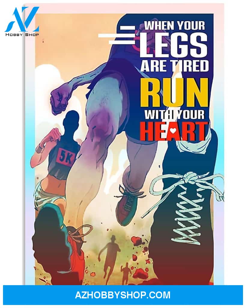 Running Run With Your Heart Vertical Canvas Painting, Wall Decor Visual Art