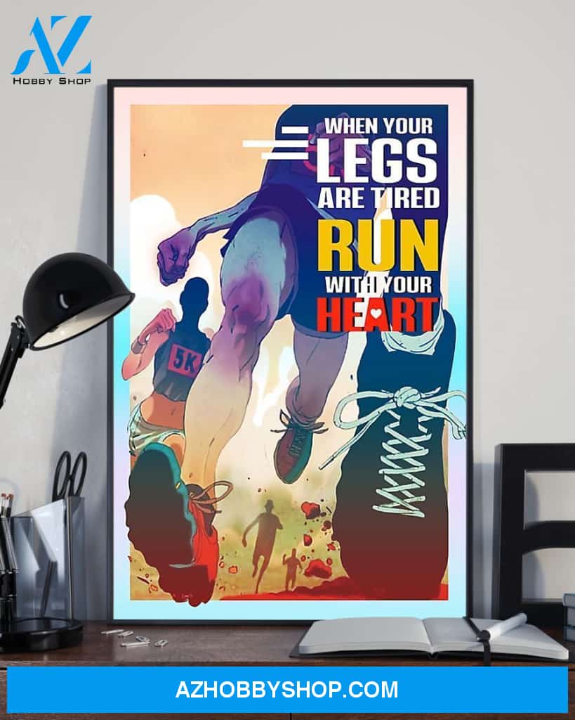 Running Run With Your Heart Vertical Canvas Painting, Wall Decor Visual Art