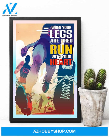 Running Run With Your Heart Vertical Canvas Painting, Wall Decor Visual Art