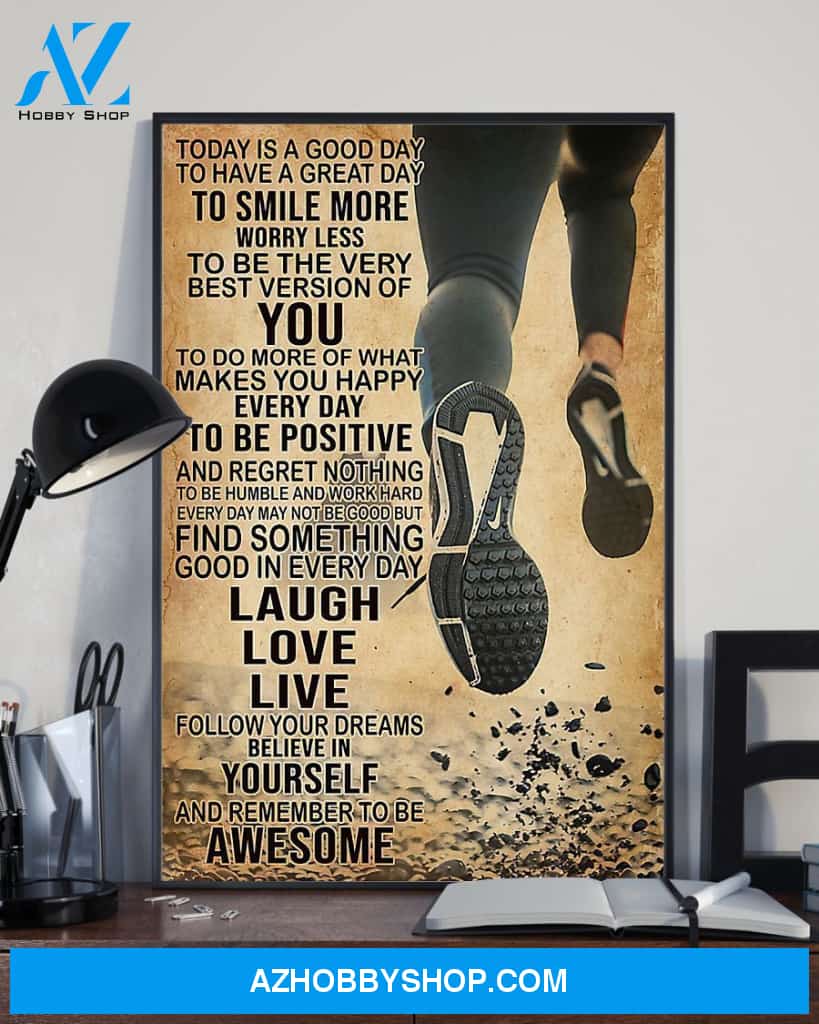 Running To Have A Great Day Vertical Canvas Prints, Wall Decor Visual Art