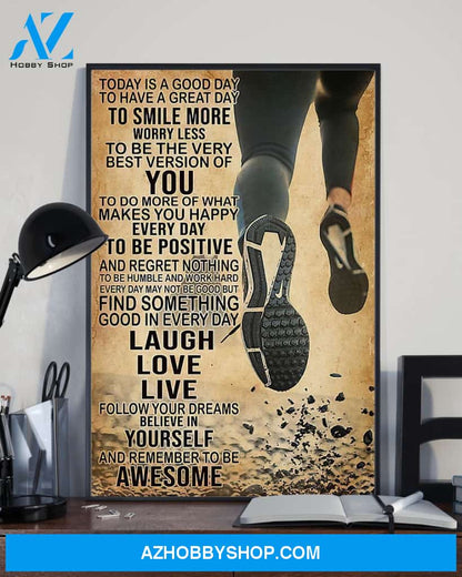 Running To Have A Great Day Vertical Canvas Prints, Wall Decor Visual Art