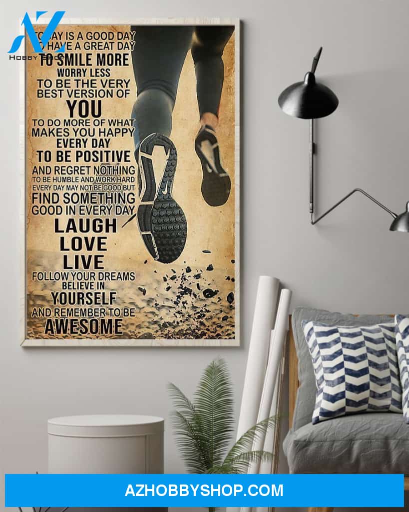 Running To Have A Great Day Vertical Canvas Prints, Wall Decor Visual Art