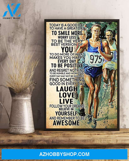 Running Today Is A Good Day To Have A Great Day Vertical Canvas Painting, Wall Decor Visual Art