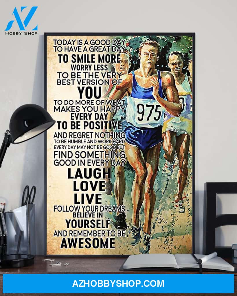 Running Today Is A Good Day To Have A Great Day Vertical Canvas Painting, Wall Decor Visual Art
