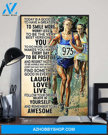 Running Today Is A Good Day To Have A Great Day Vertical Canvas Painting, Wall Decor Visual Art