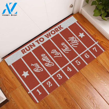 Running Track Better Late Than Ugly Doormat Welcome Mat House Warming Gift Home Decor Funny Doormat Gift Idea