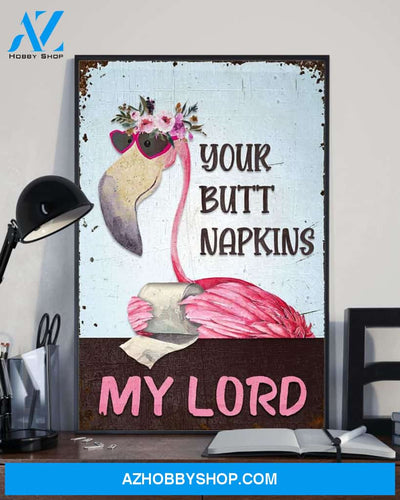 Rustic Flamingo Your Butt Napkins Canvas And Poster, Wall Decor Visual Art, Funny Flamingo Wall Art For Toilet Decor, Bathroom Decor, New Home Gift