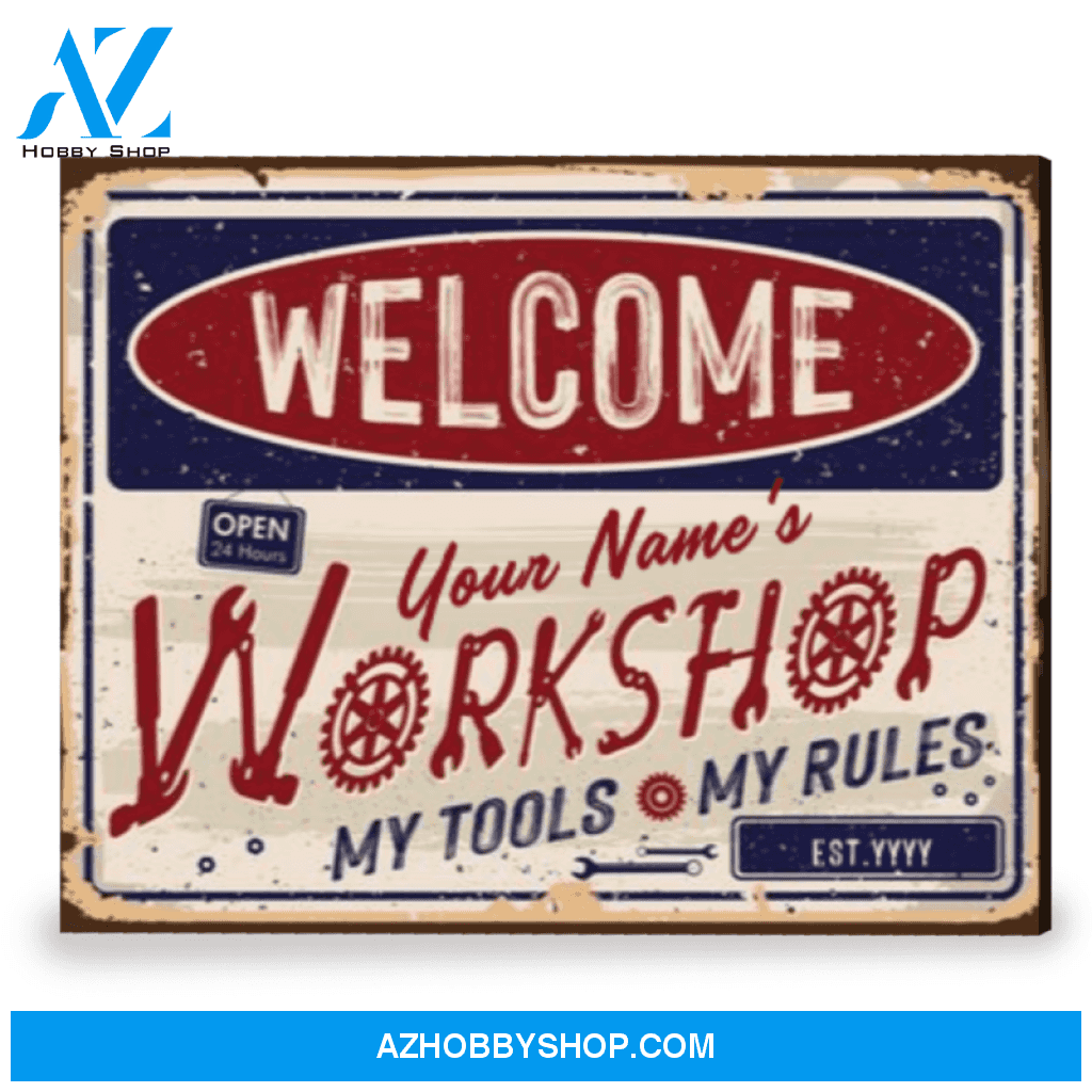 Rustic Garage Sign Personalized Unique Gift For Dad Canvas Print